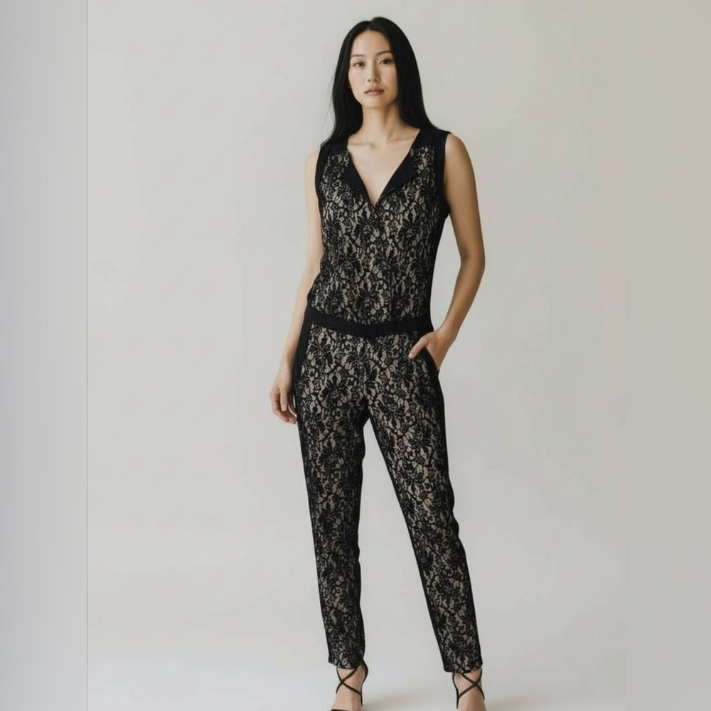 JESSICA SIMPSON Black Lace Jumpsuit Sz Small